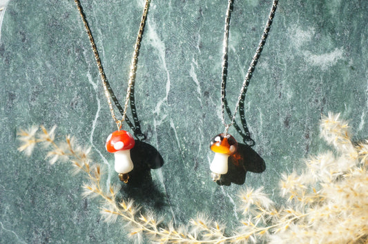 Dainty Brown/Red Mushroom necklaces / Gold Silver Mushroom Festival Necklace / Fairycore Mushroom Necklace