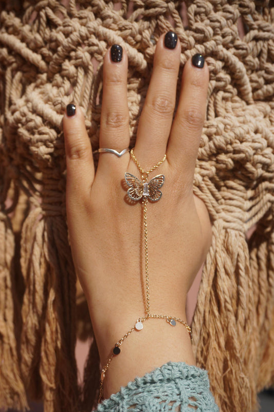 Butterfly gold/silver hand chains / fairy festival hand chain / Fairycore hand chain