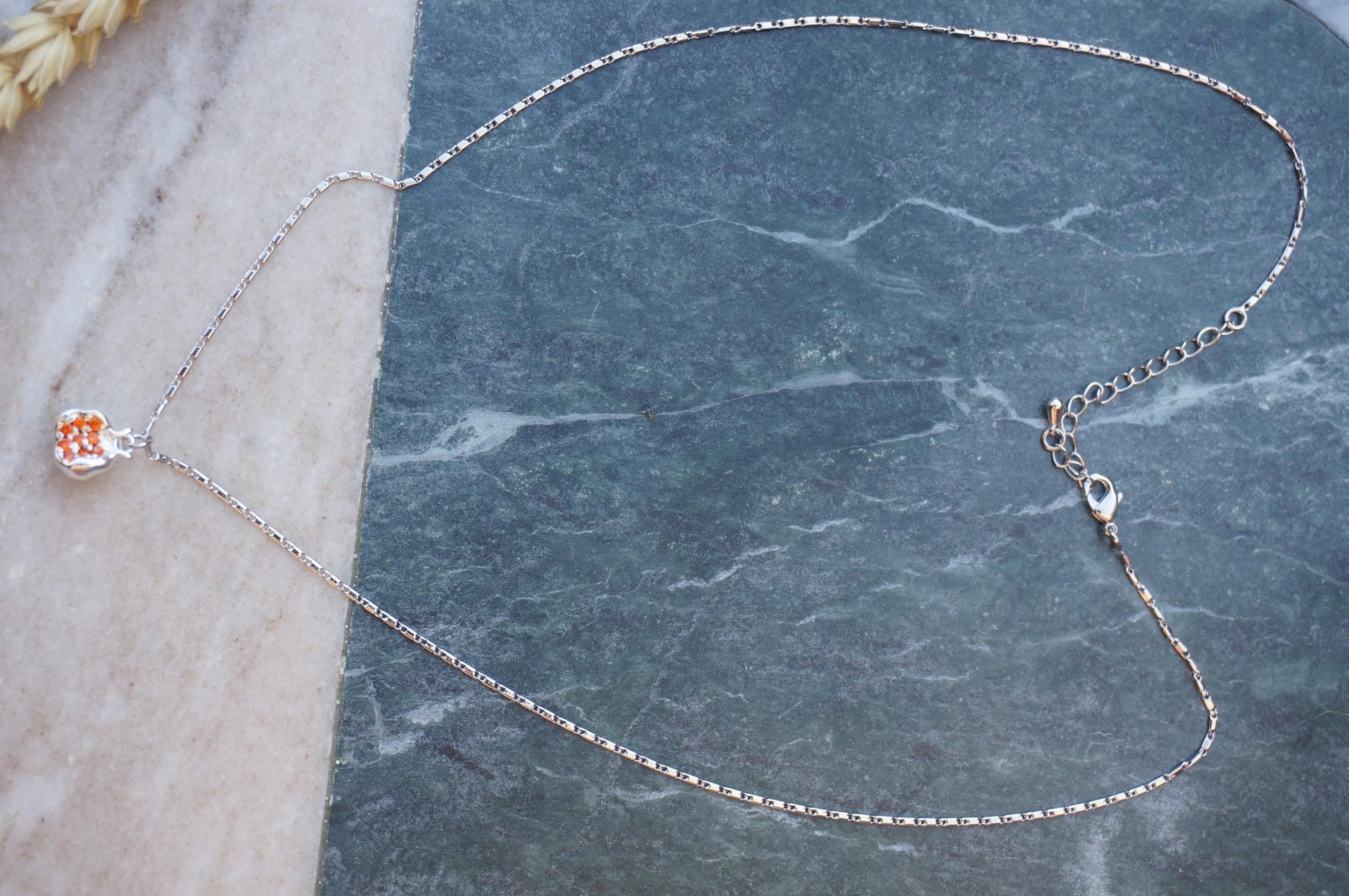 PERSEPHONE Pomegranate/ Hand holding Pomegranate Necklace Gold/Silver / Fruit Necklace