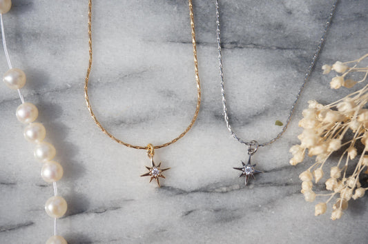 Dainty Tiny North Star 24k Gold Plated Necklace