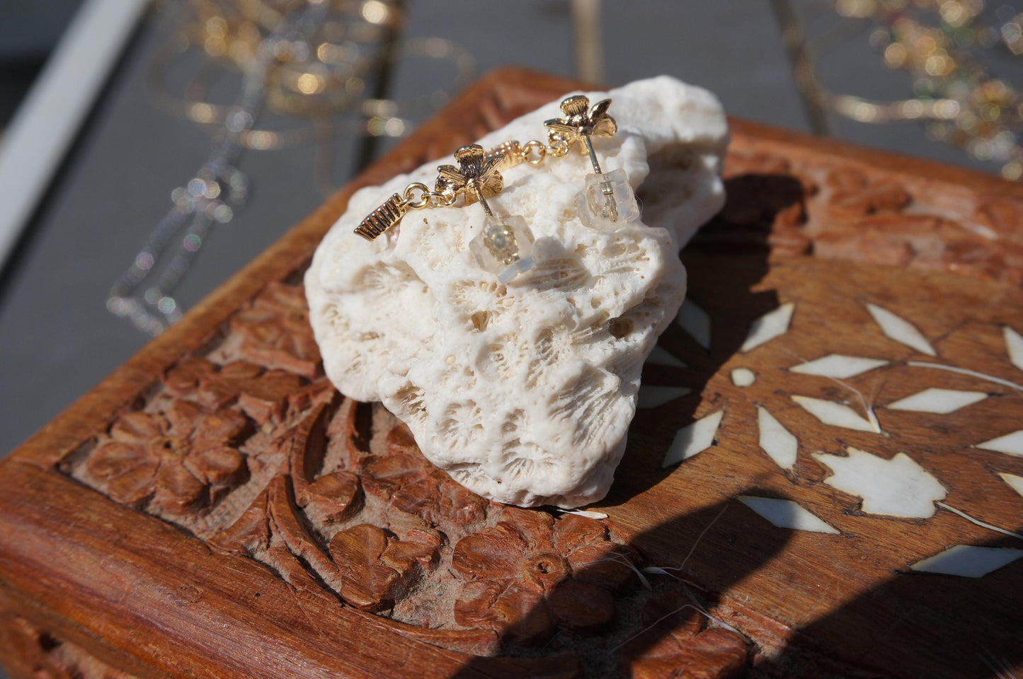 Sanderiana Orchid Gold Dainty Earrings