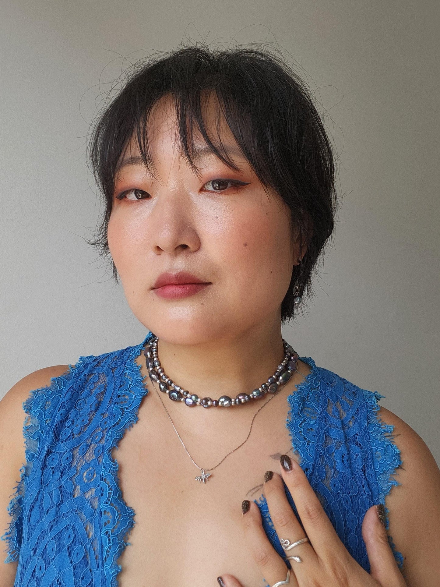 Pearl Strand Choker Necklace, Freshwater/peacock dyed Pearl Necklace, Vintage Style Baroque Pearl Necklace, Dainty Pearl Choker Necklace