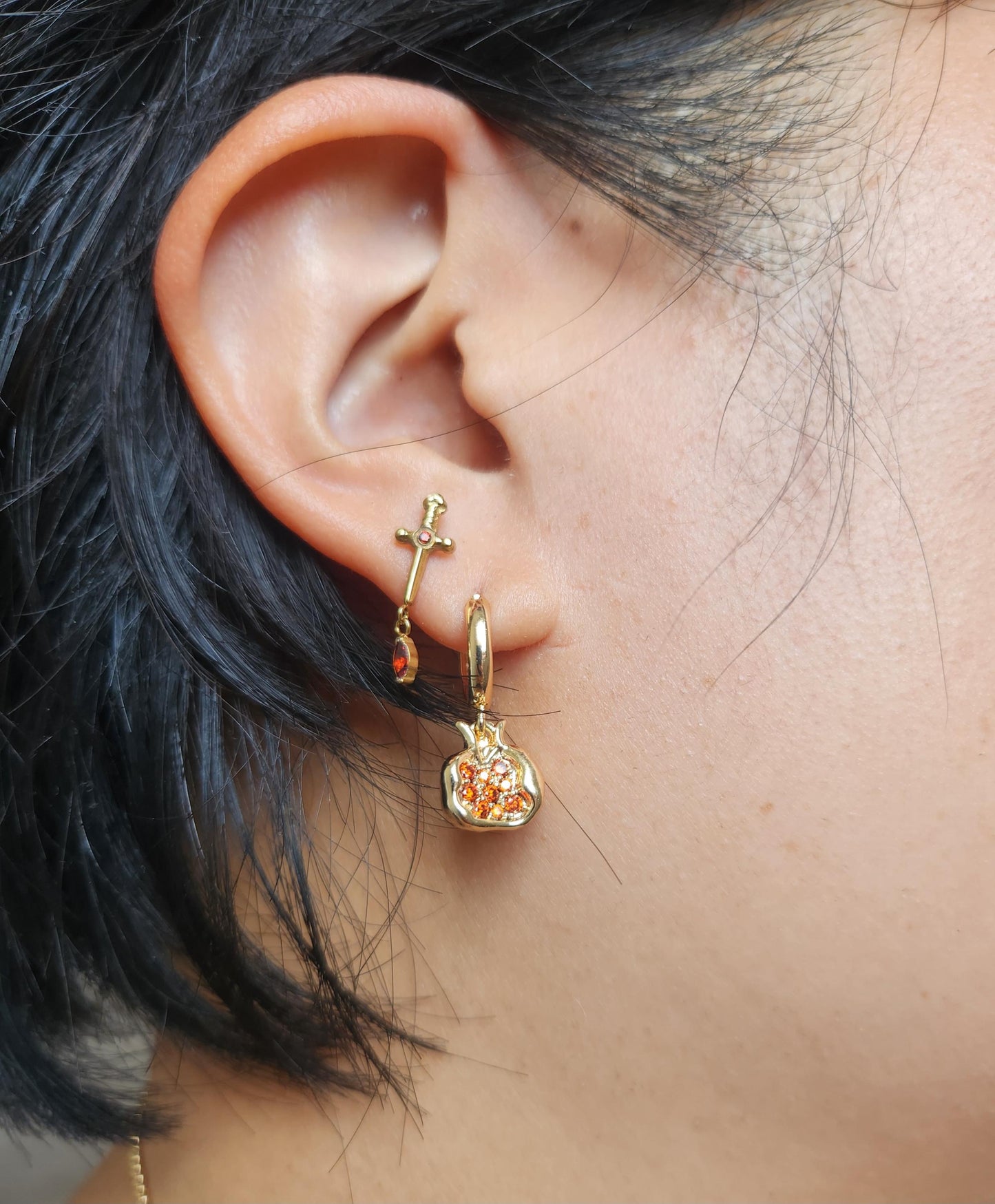 PERSEPHONE Pomegranate Gold/Silver Earrings