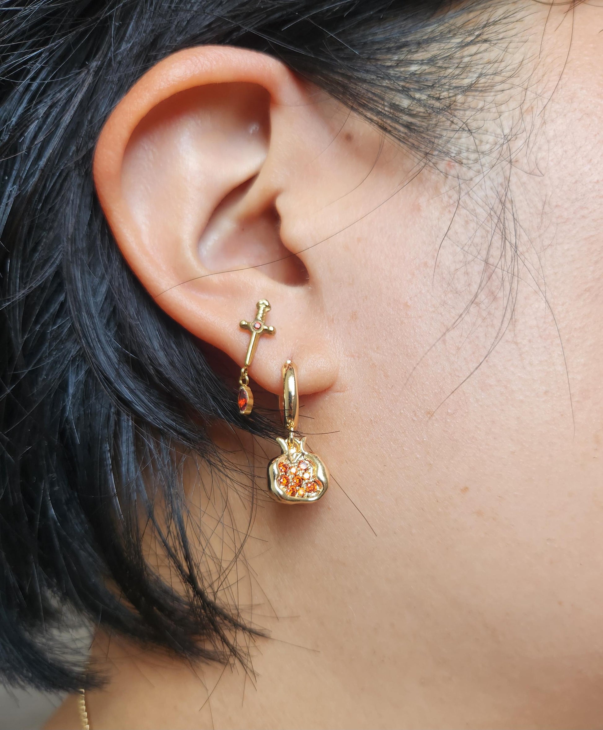 PERSEPHONE Pomegranate Gold/Silver Earrings