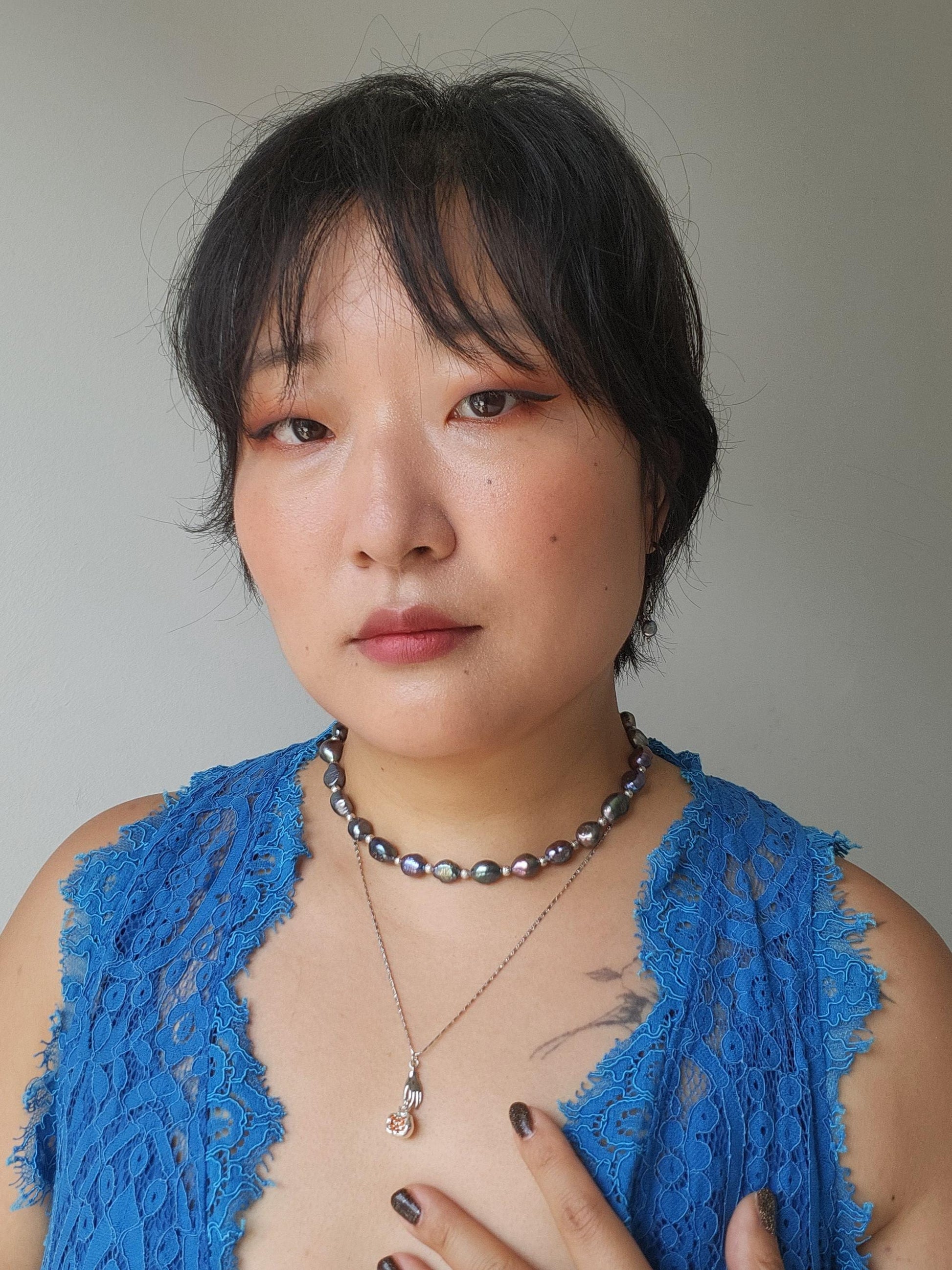 PERSEPHONE Pomegranate/ Hand holding Pomegranate Necklace Gold/Silver / Fruit Necklace