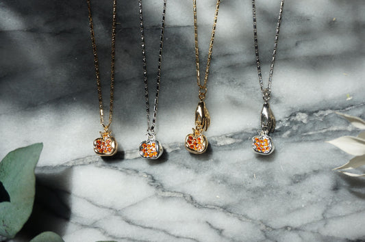 PERSEPHONE Pomegranate/ Hand holding Pomegranate Necklace Gold/Silver / Fruit Necklace