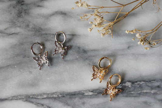 Y2K Gold/Silver Butterfly Earrings Huggies