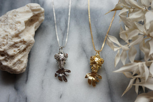 KINGYO Gold/Silver Moving Goldfish Pendant necklace