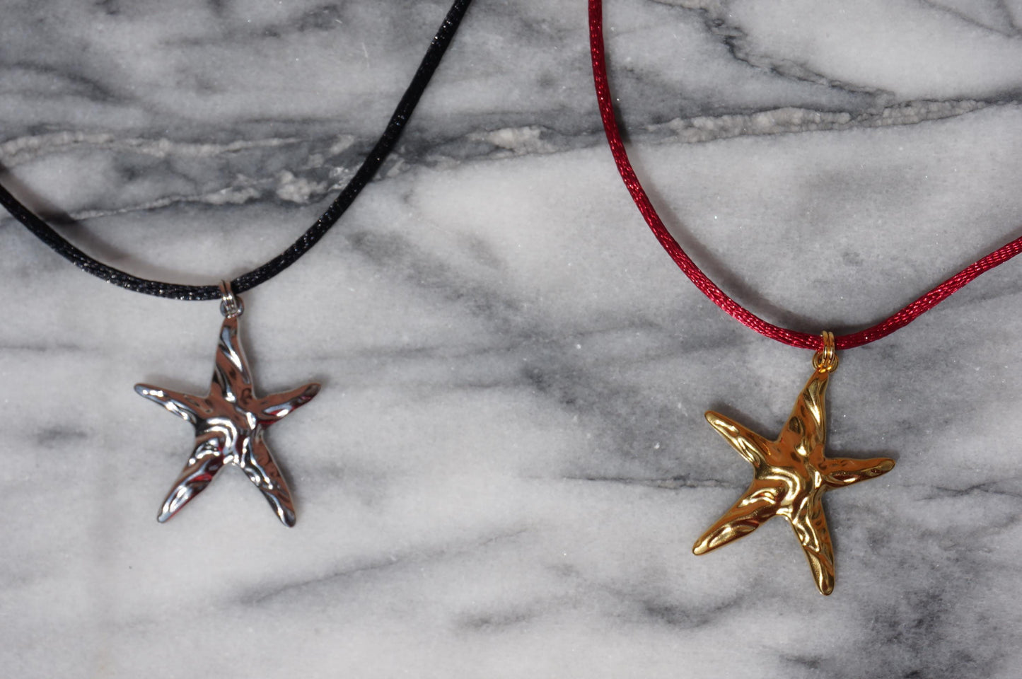 Starfish Gold/Silver pendant Nylon Sateen Cord Necklace