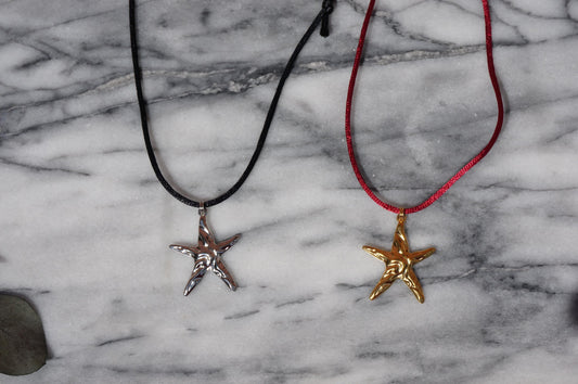 Starfish Gold/Silver pendant Nylon Sateen Cord Necklace