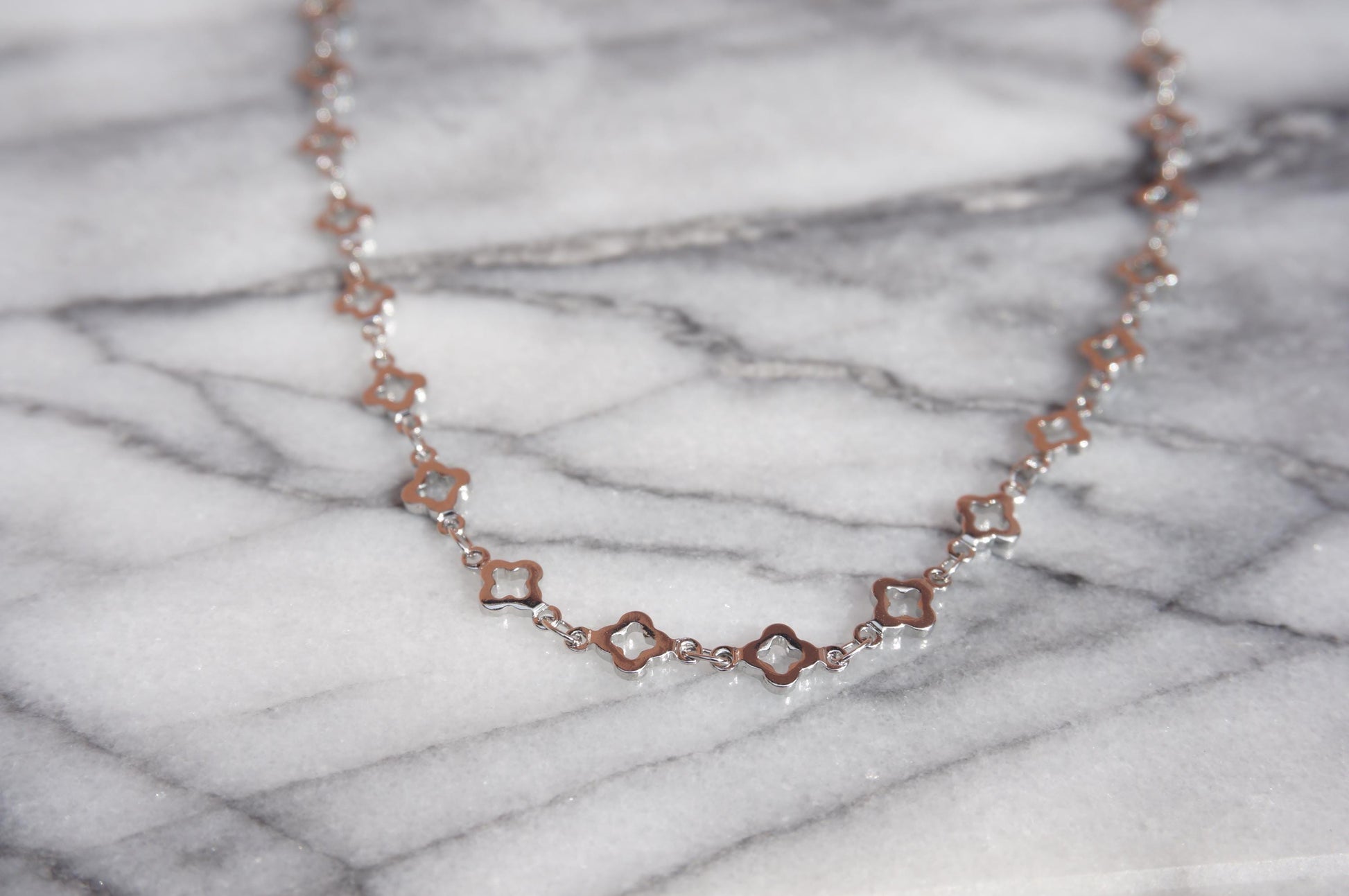 Silver Layering Necklaces Shell/Small frill/clover