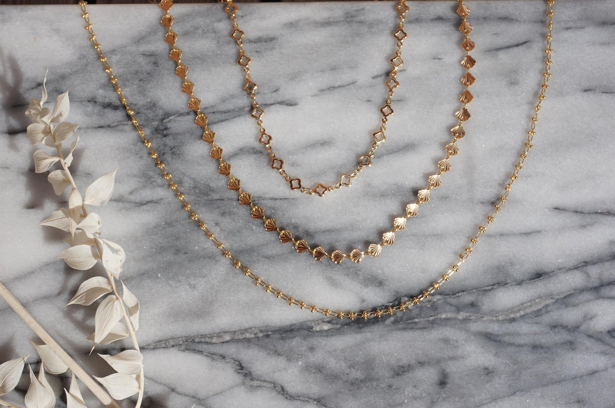 Gold Layering Necklaces Shell/Small Frill/clover