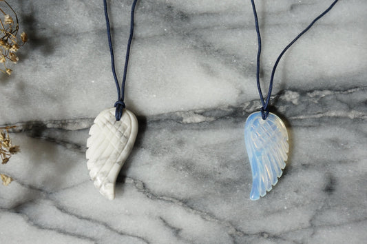 ANGEL Semi-precious Stone Wing Pendant necklace
