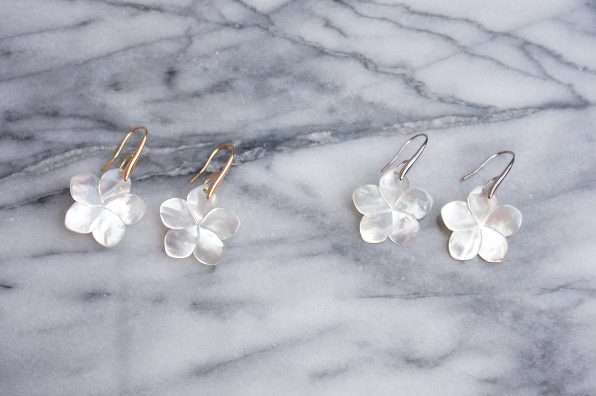 Pearl Hibiscus dangle earrings