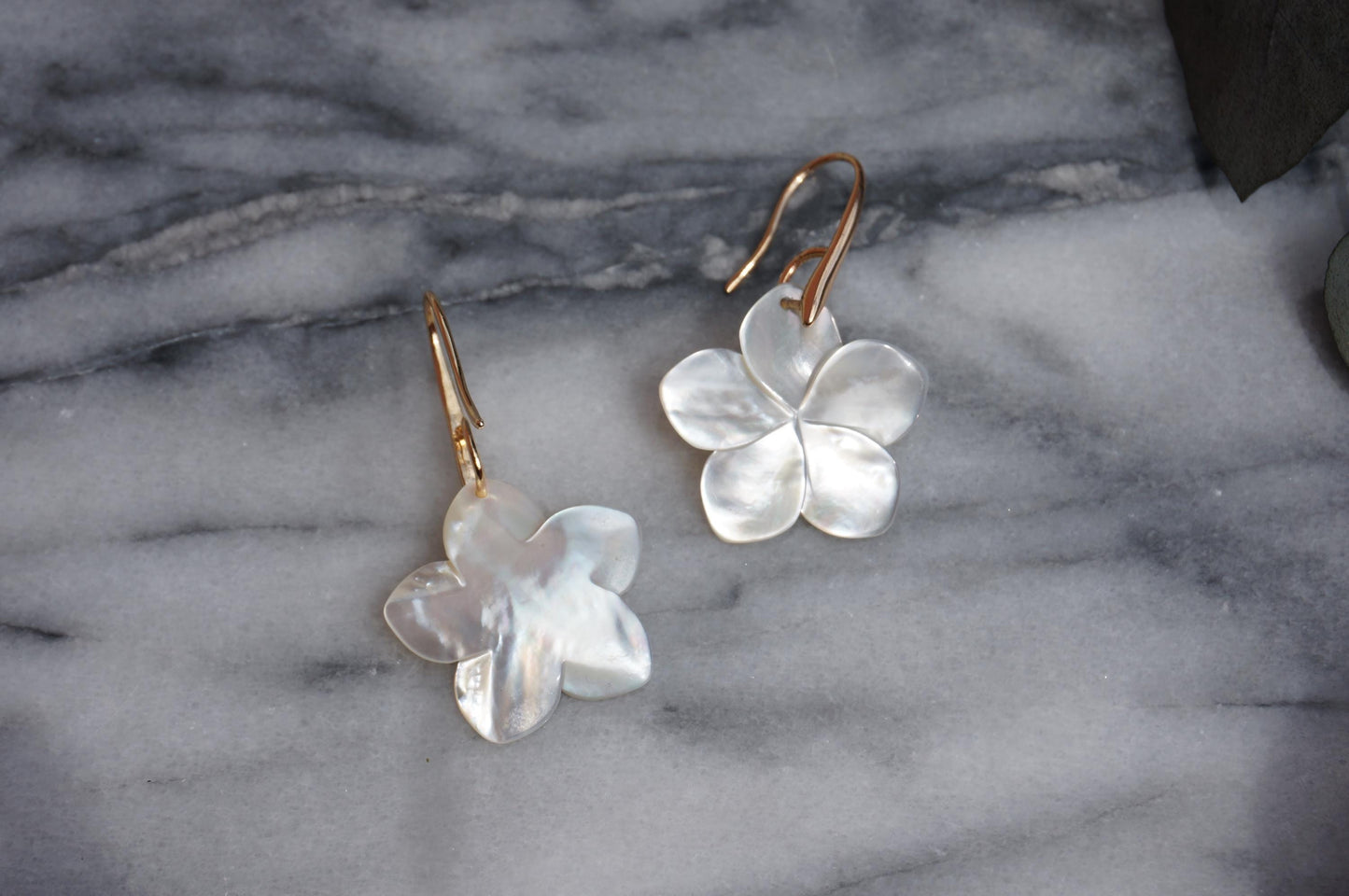Pearl Hibiscus dangle earrings