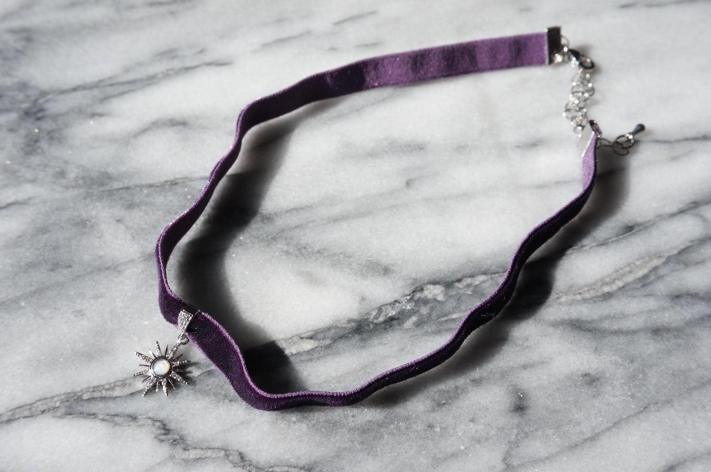 Sun Black/Purple Stretch Velvet Choker / Gold Silver Choker