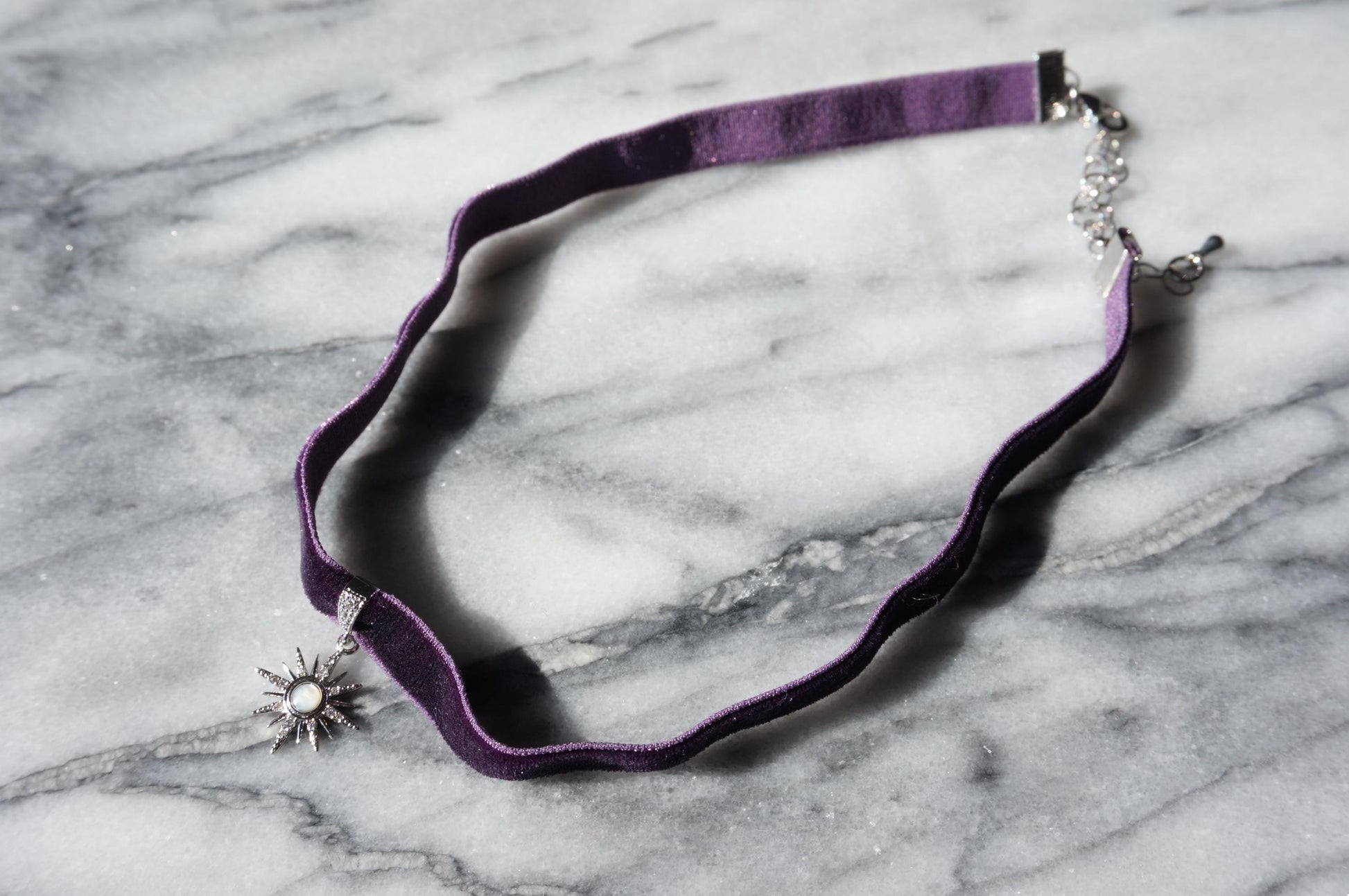 Sun Black/Purple Stretch Velvet Choker / Gold Silver Choker