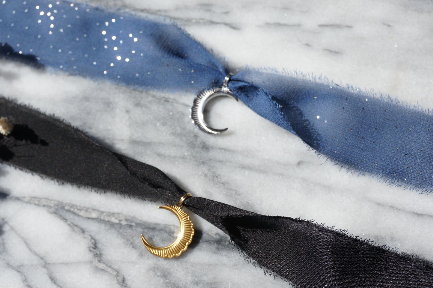 LUNA Moon 100% Silk Ribbon Choker