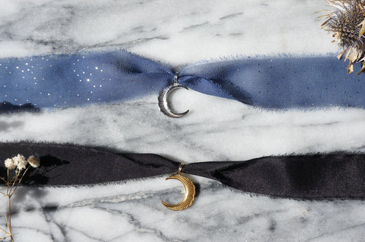LUNA Moon 100% Silk Ribbon Choker