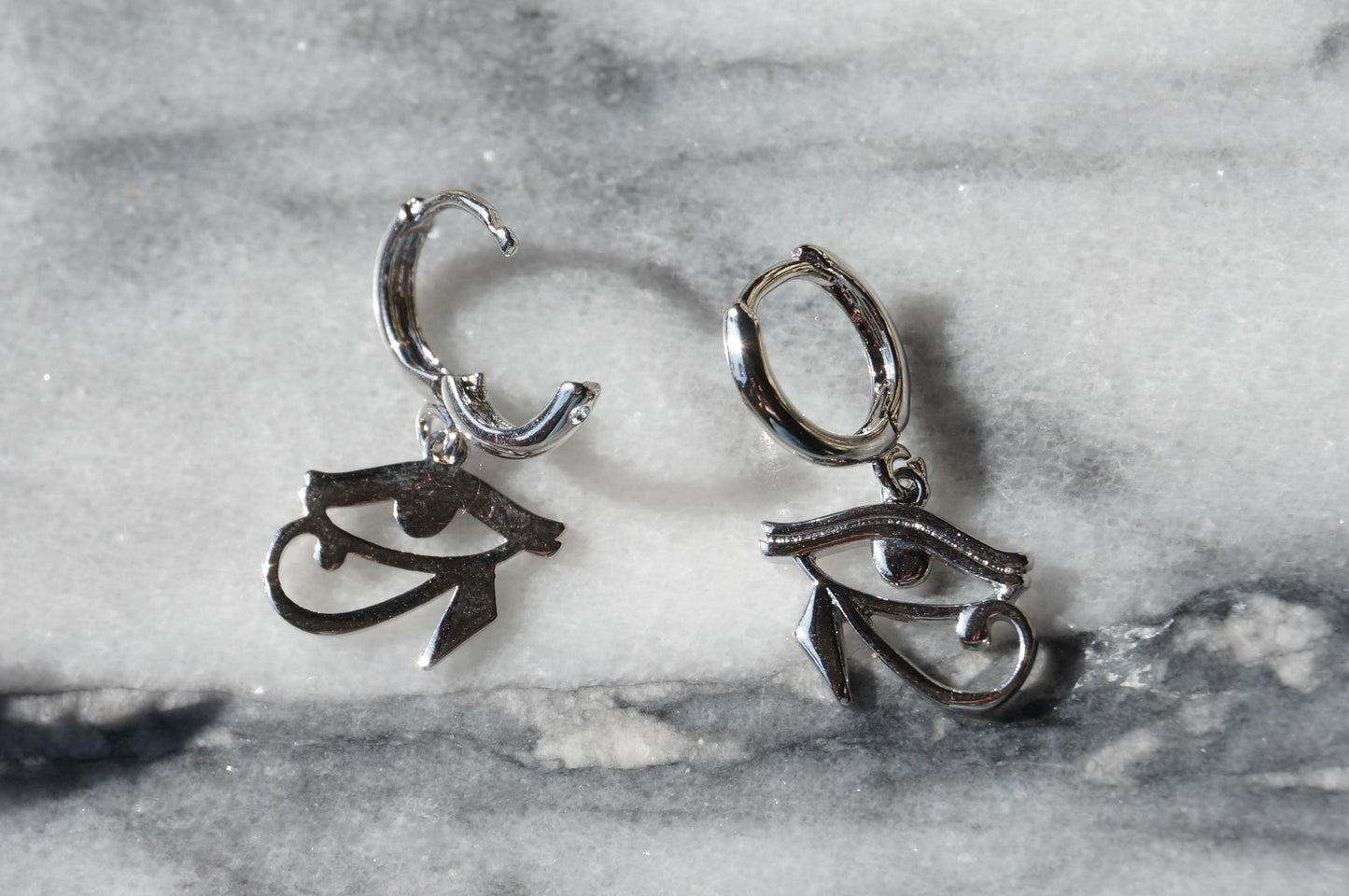 Gold/Silver Eye of Horus Huggies / Hoop Earrings