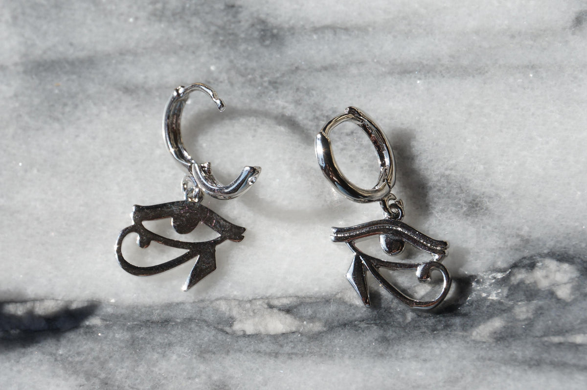 Gold/Silver Eye of Horus Huggies / Hoop Earrings