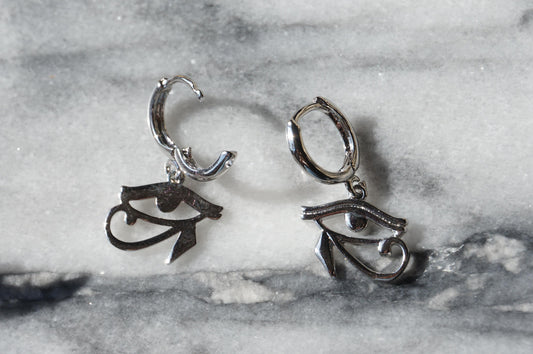 Gold/Silver Eye of Horus Huggies / Hoop Earrings