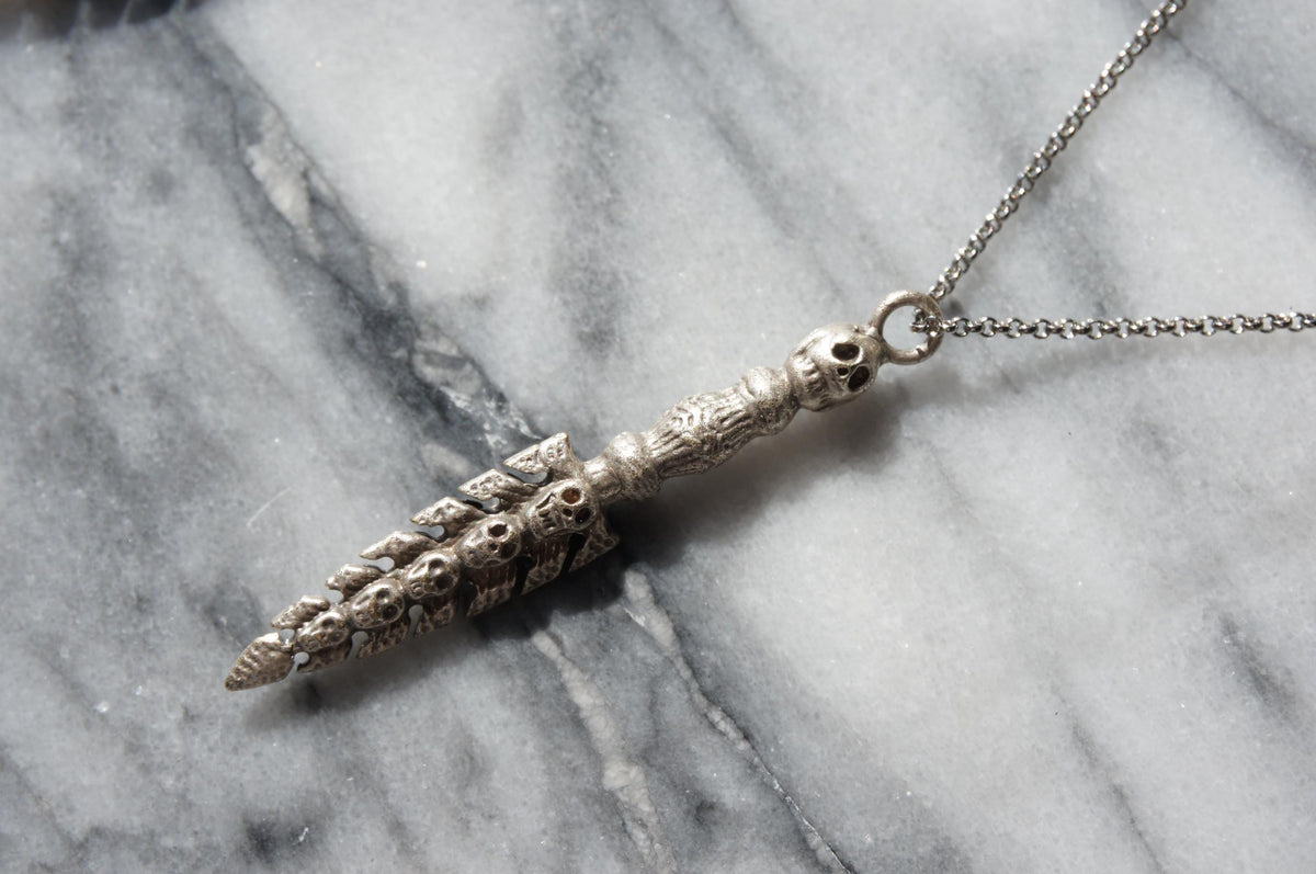 KALI MA Ceremonial Sword Necklace / Gold Silver Skull Sword Necklace