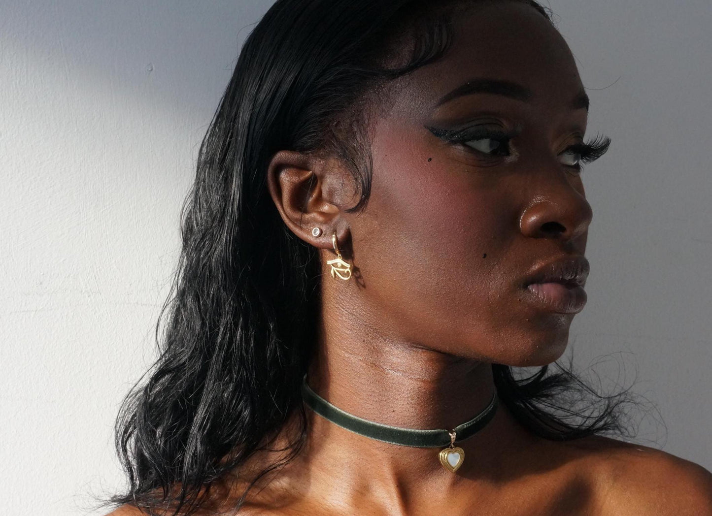 Gold/Silver Eye of Horus Huggies / Hoop Earrings