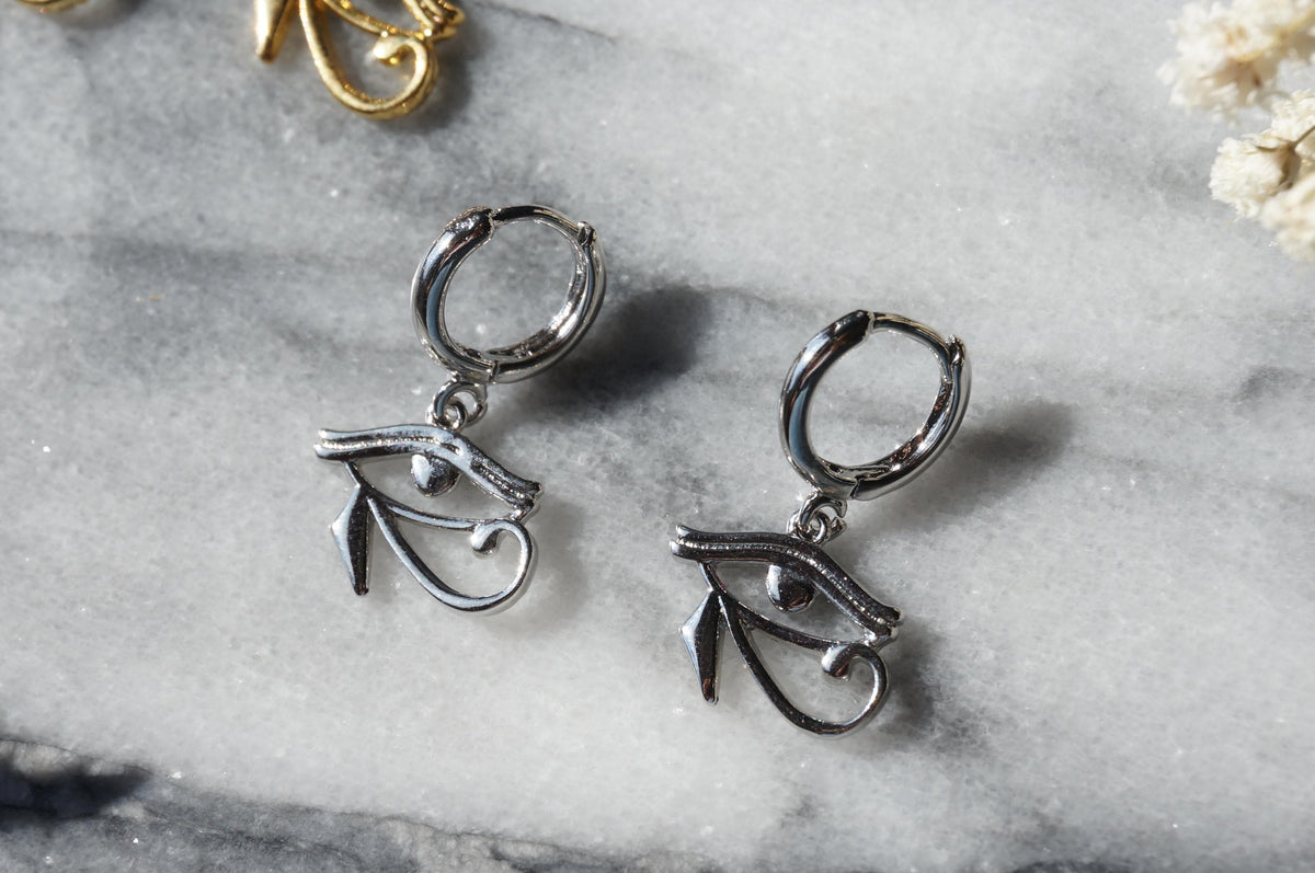 Gold/Silver Eye of Horus Huggies / Hoop Earrings