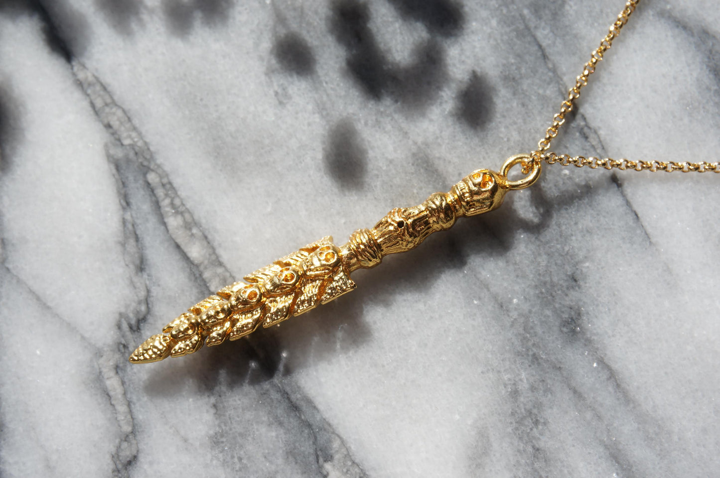 KALI MA Ceremonial Sword Necklace / Gold Silver Skull Sword Necklace