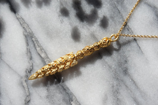 KALI MA Ceremonial Sword Necklace / Gold Silver Skull Sword Necklace