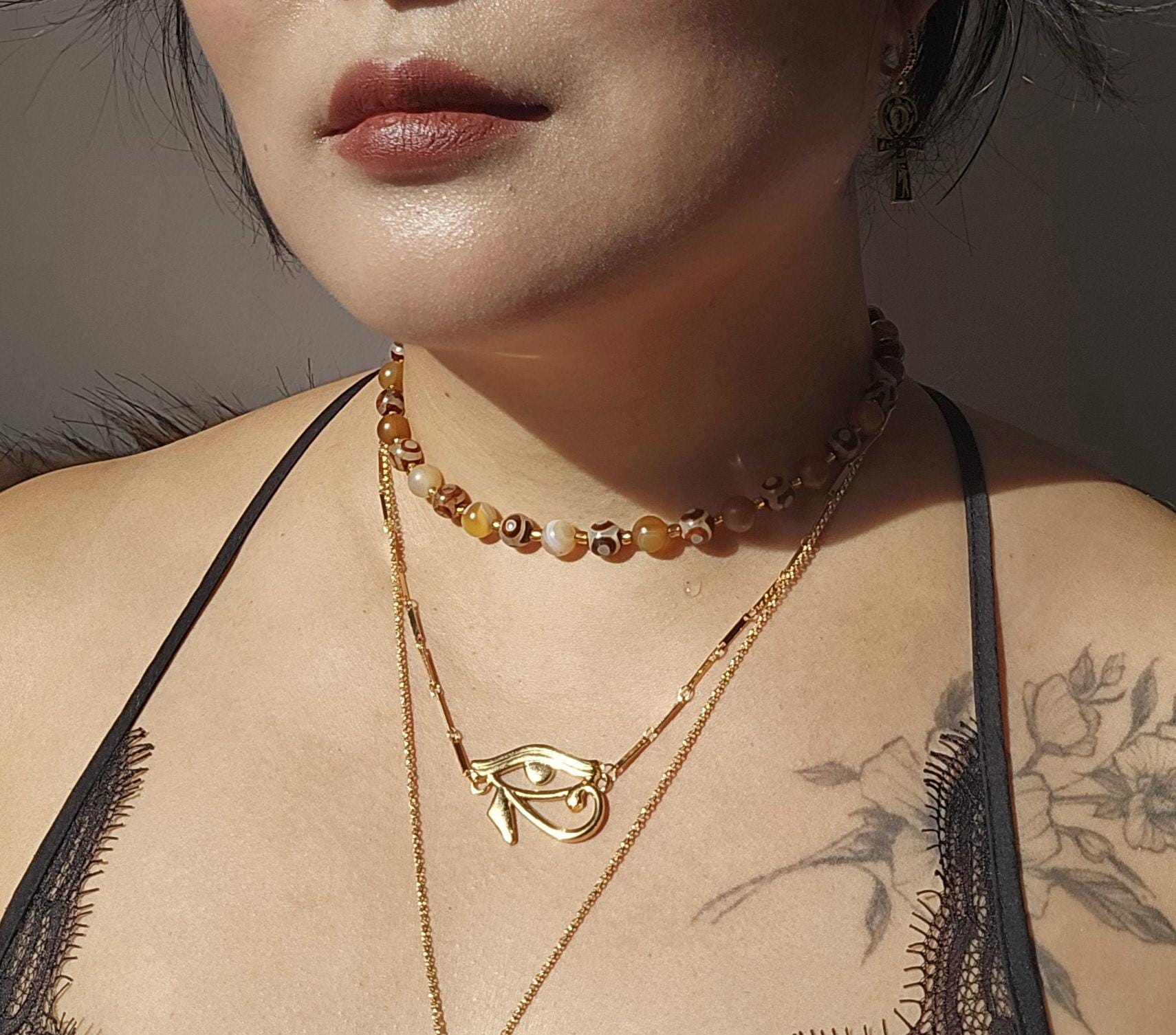 ZANA Tibetan Agate/ White Turquoise Beaded Necklaces