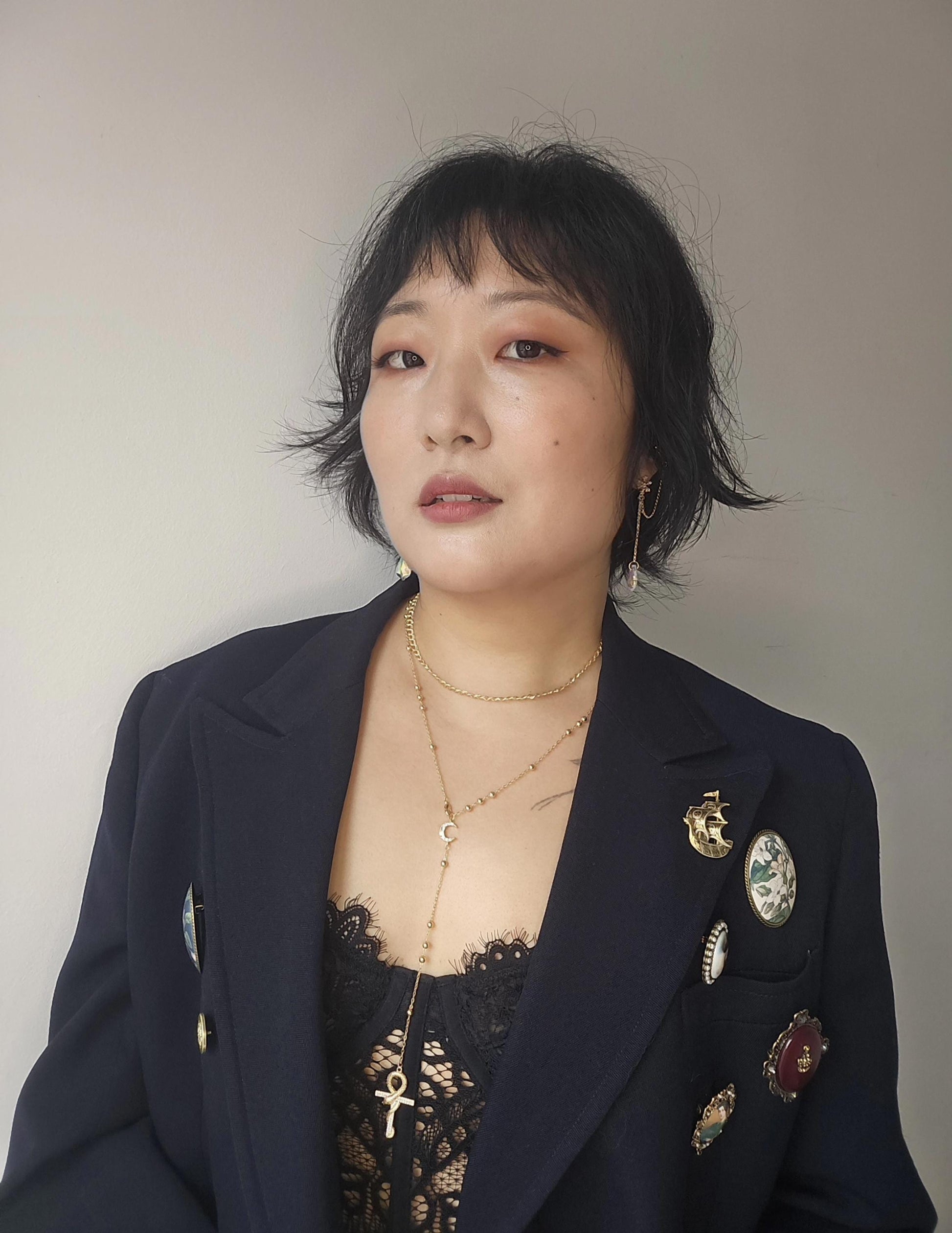 Snake Ankh Gold Rosary Style Necklace / Cross Necklace