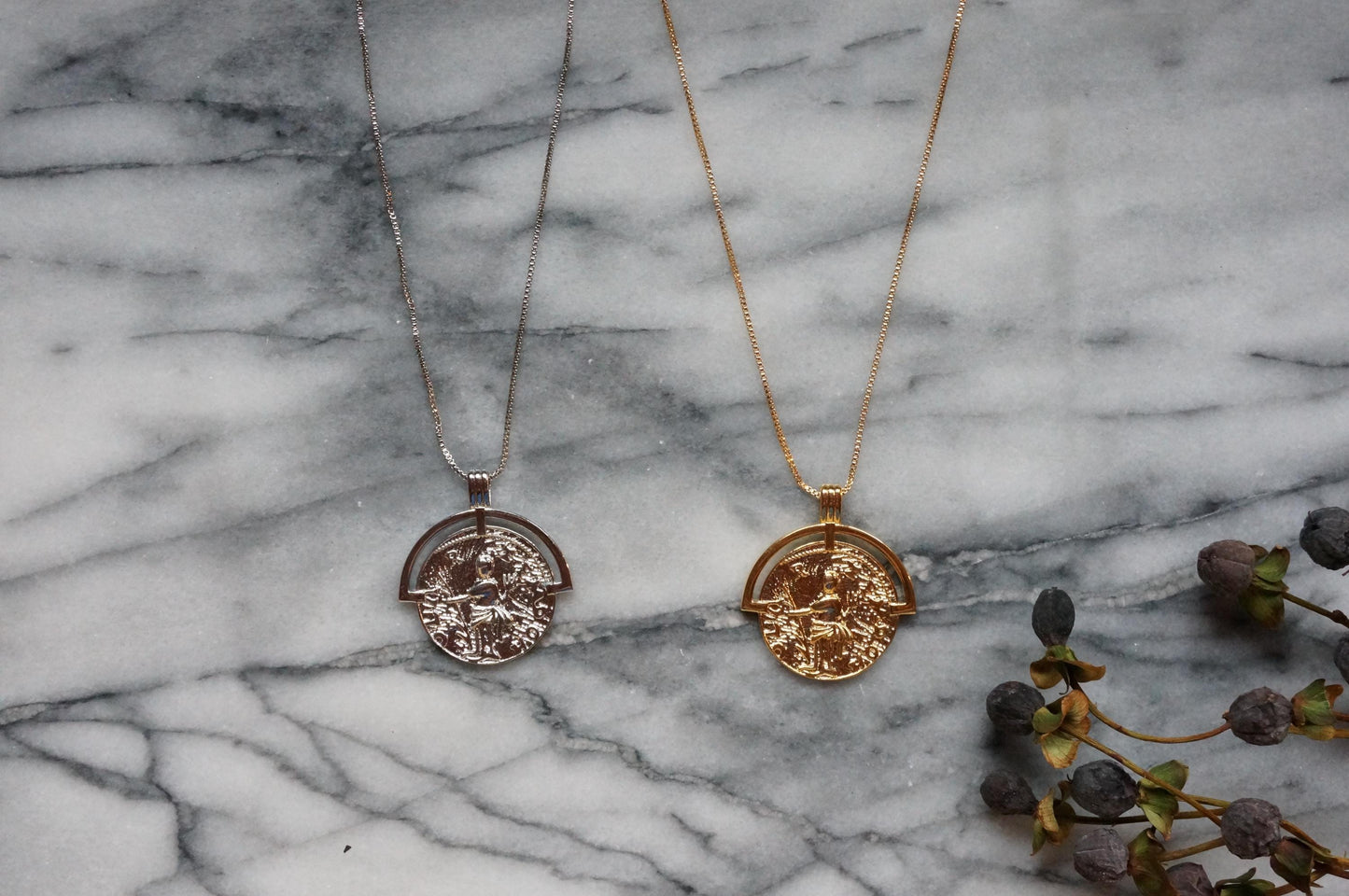 LIBERTAS Roman Coin Gold/Silver Necklace