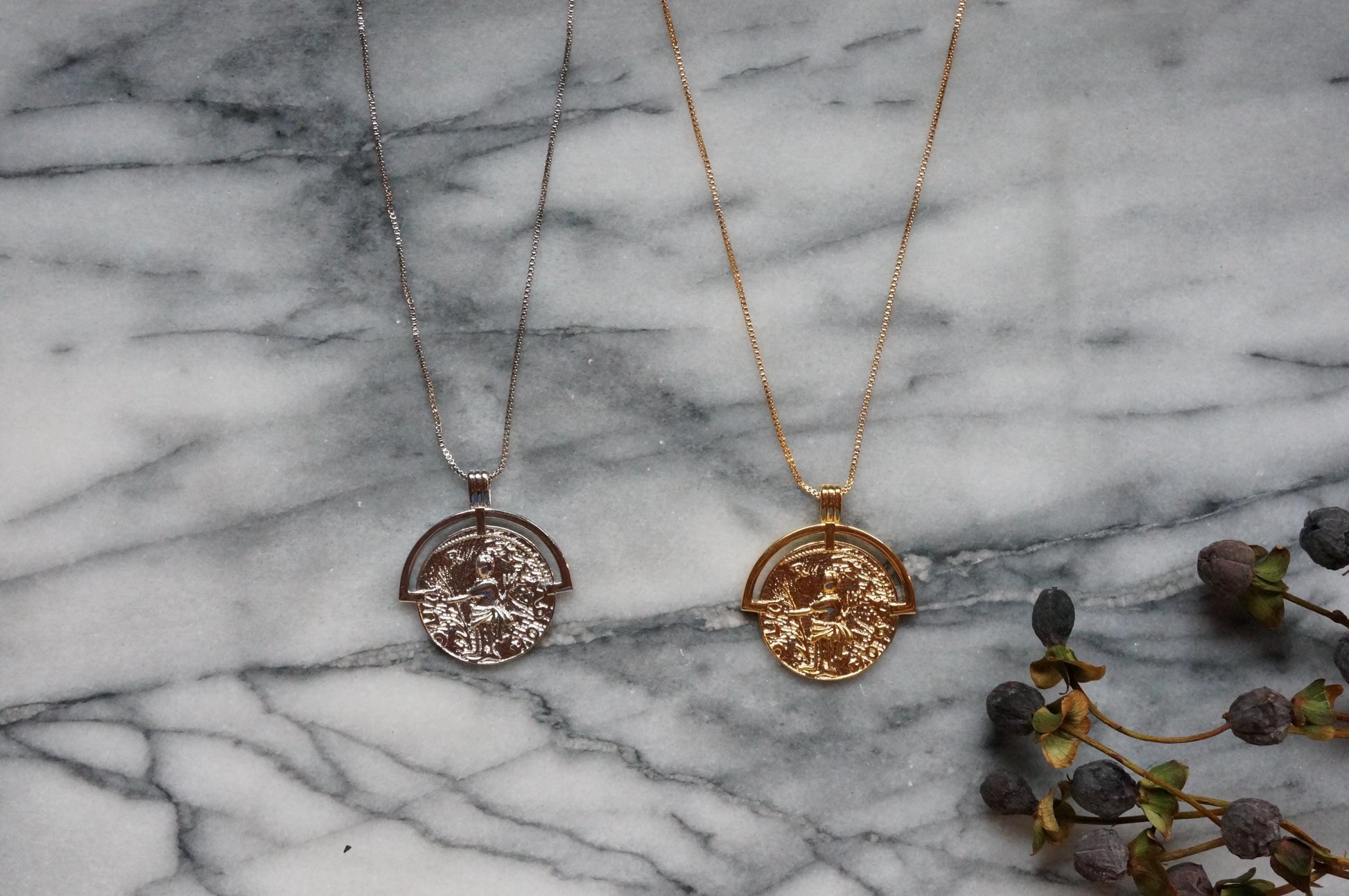 LIBERTAS Roman Coin Gold/Silver Necklace