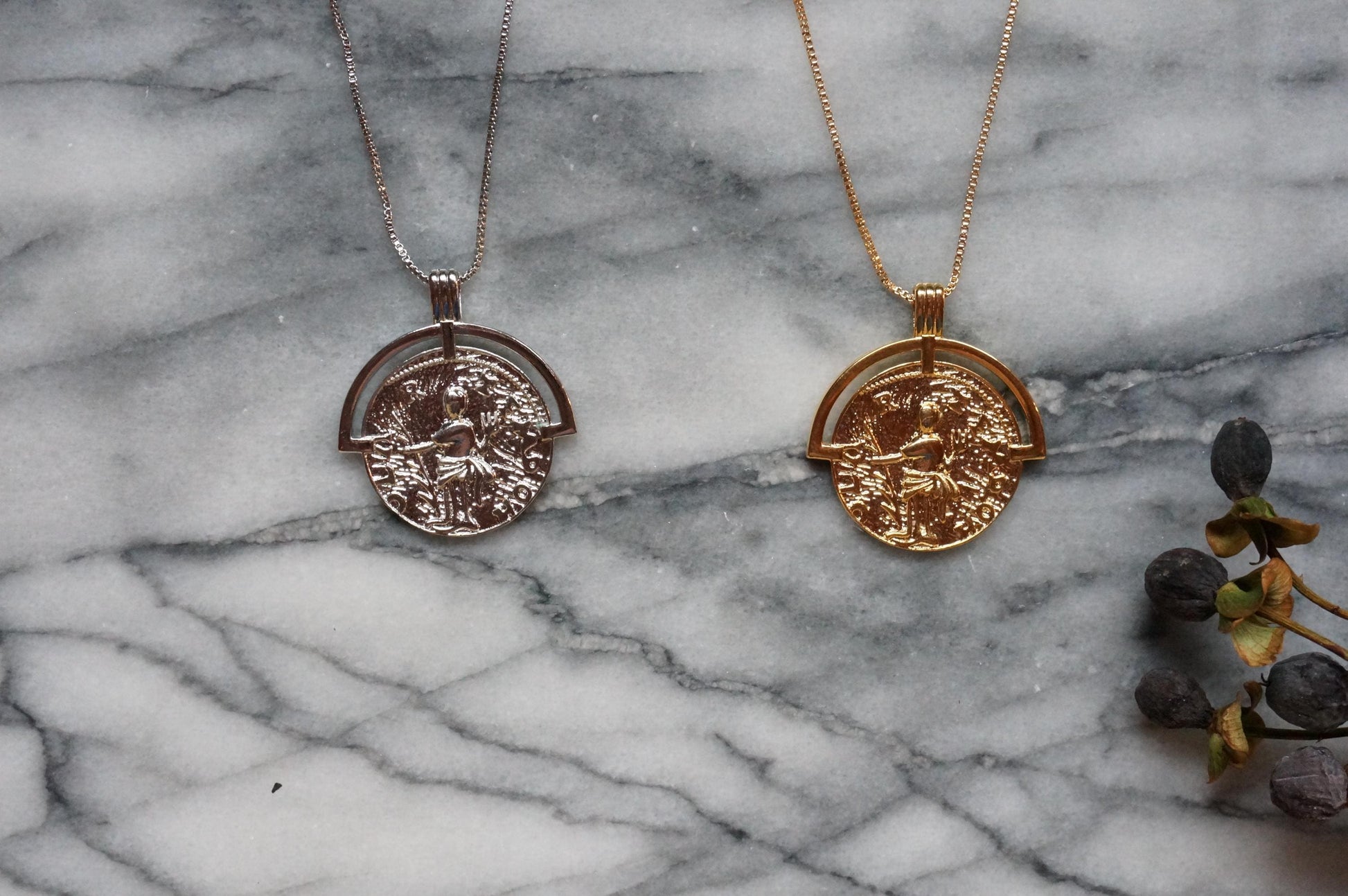 LIBERTAS Roman Coin Gold/Silver Necklace