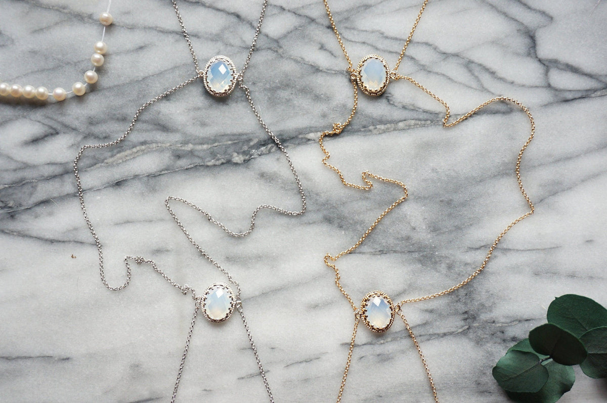 SELENE Moonstone Adjustable Body Chain in Silver / Gold