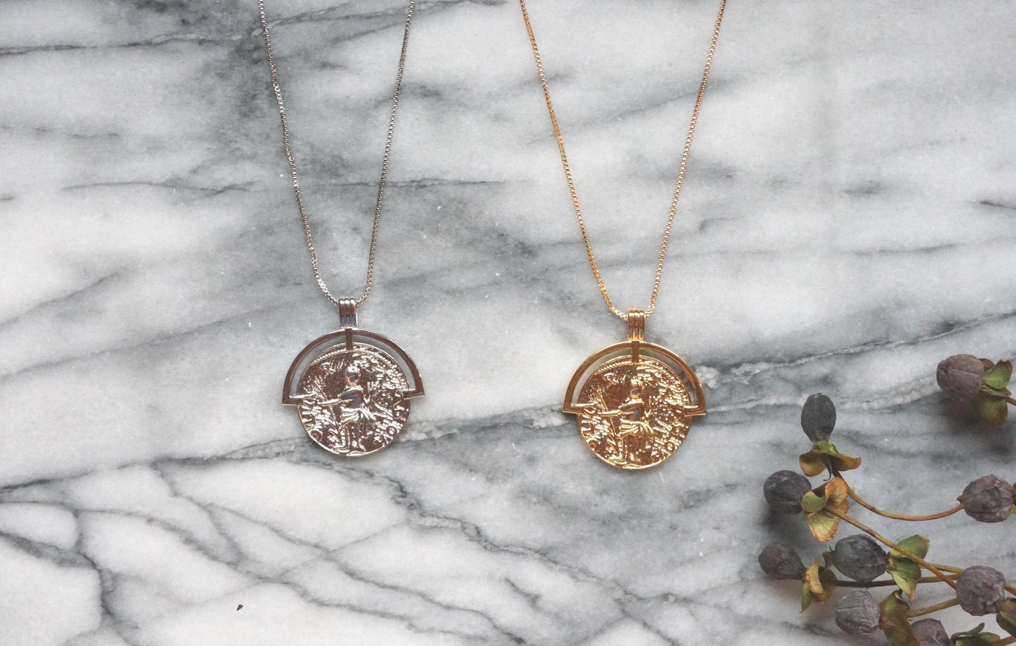 LIBERTAS Roman Coin Gold/Silver Necklace