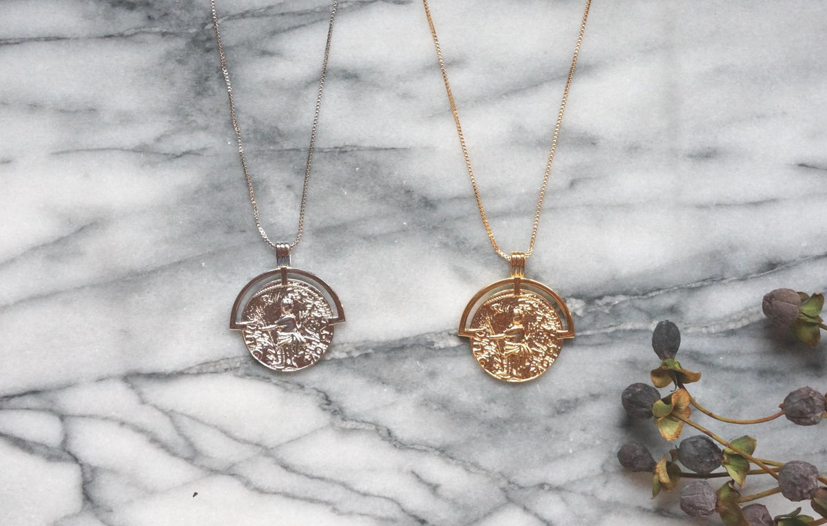 LIBERTAS Roman Coin Gold/Silver Necklace