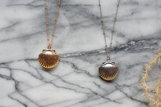 ARIEL Gold Shell Locket Necklace