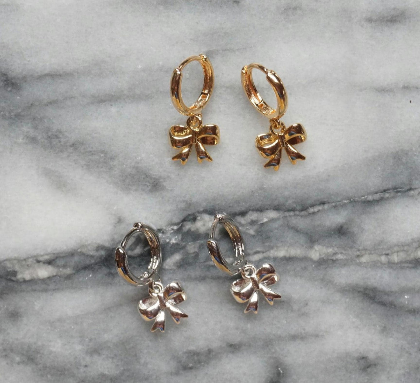 Bow Gold/Silver huggies