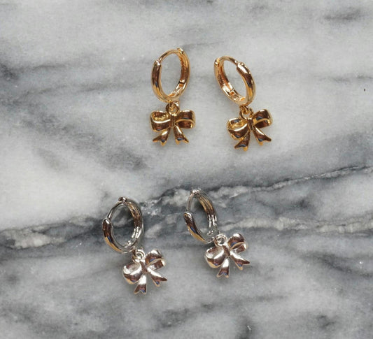 Bow Gold/Silver huggies