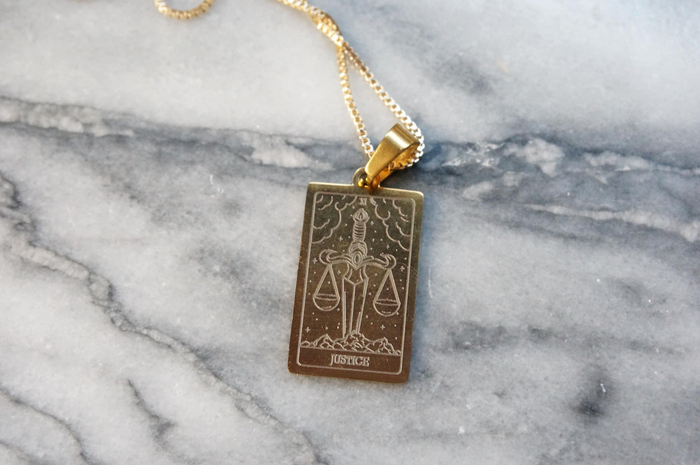 Tarot Card The Lovers/ Justice / The Star Gold Plated Necklace
