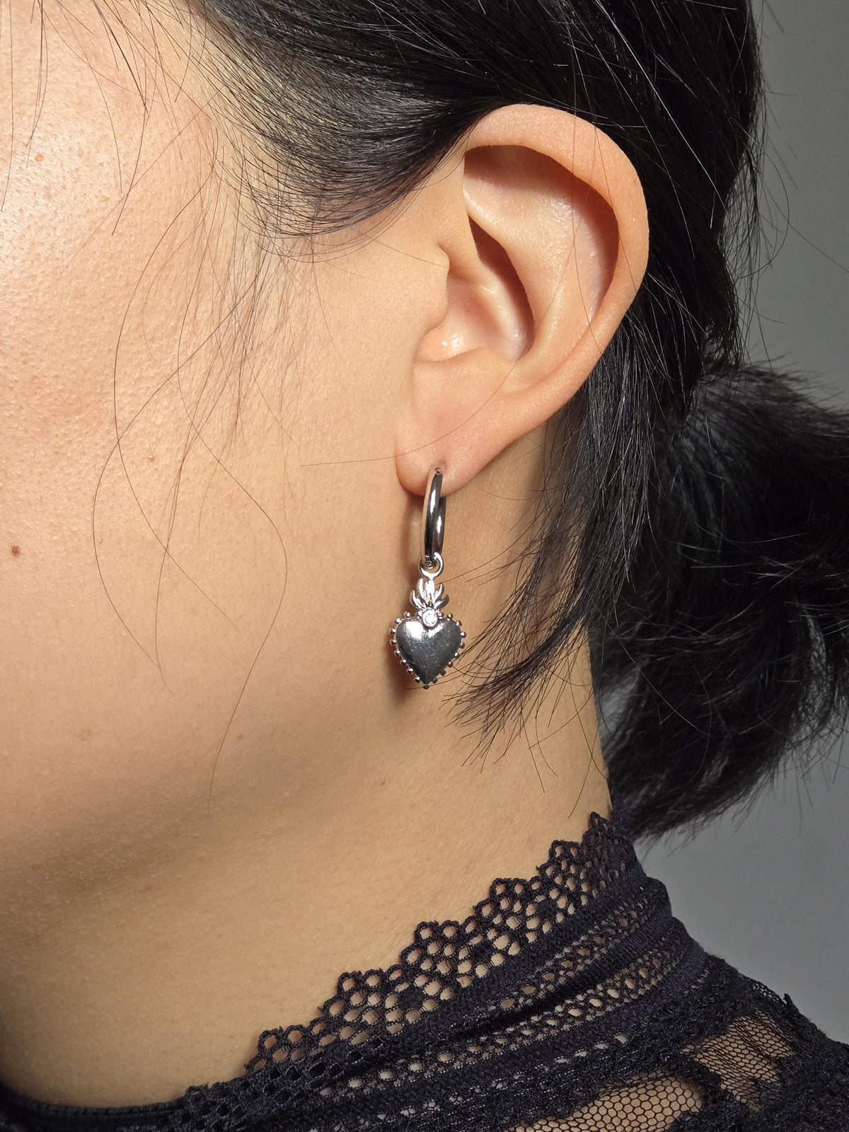 Sacred Heart Gold/Silver Hoop Earrings