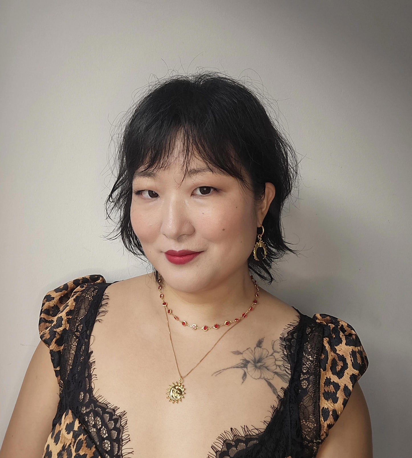 Deep Green Crystal Gold Chain Choker/ Gold Chain Choker