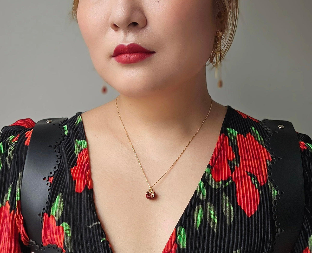 Persephone Red Pomegranate 18k Gold Plated Necklace