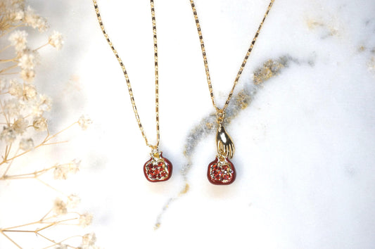 Persephone Red Pomegranate 18k Gold Plated Necklace