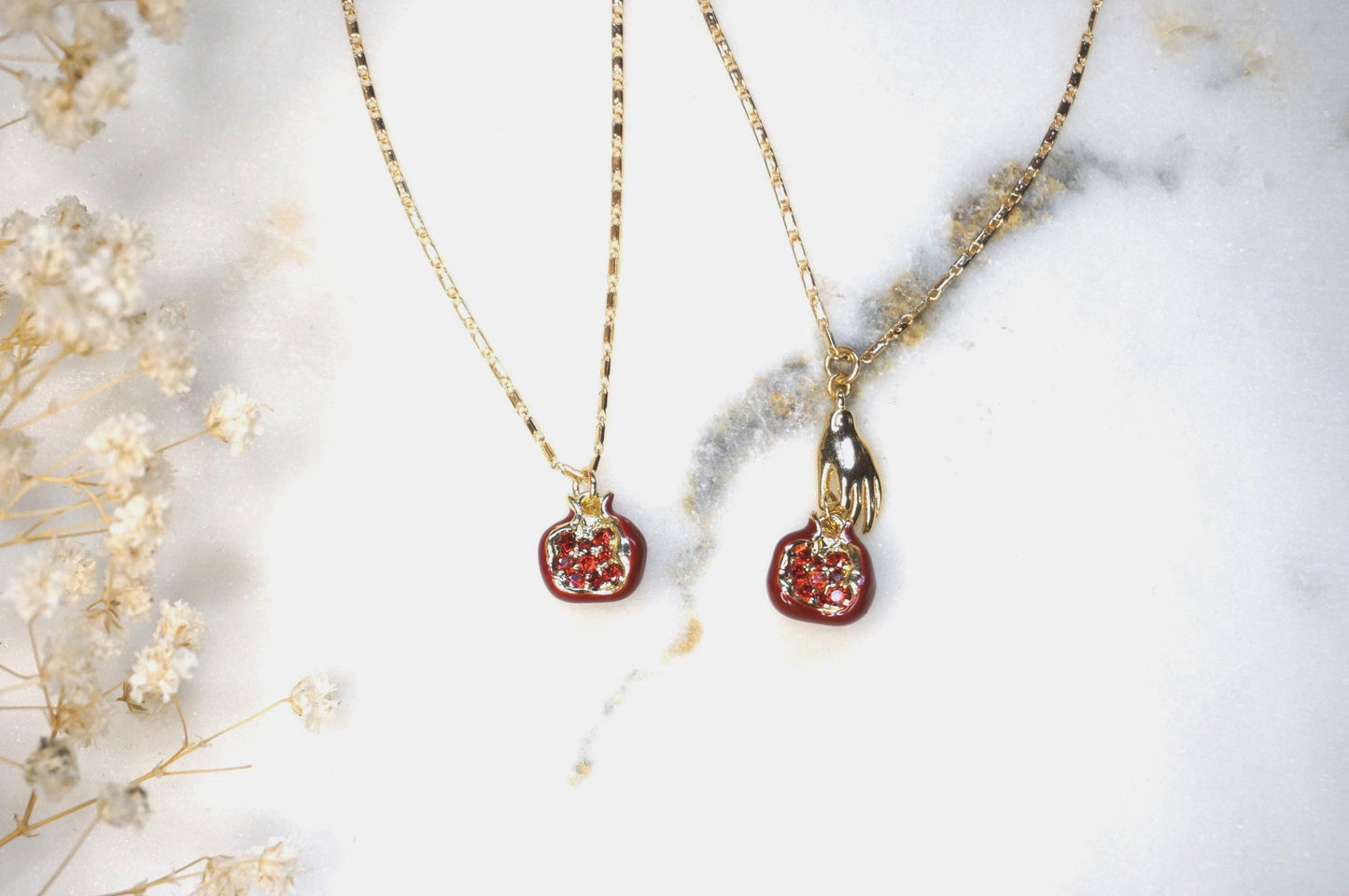 Persephone Red Pomegranate 18k Gold Plated Necklace
