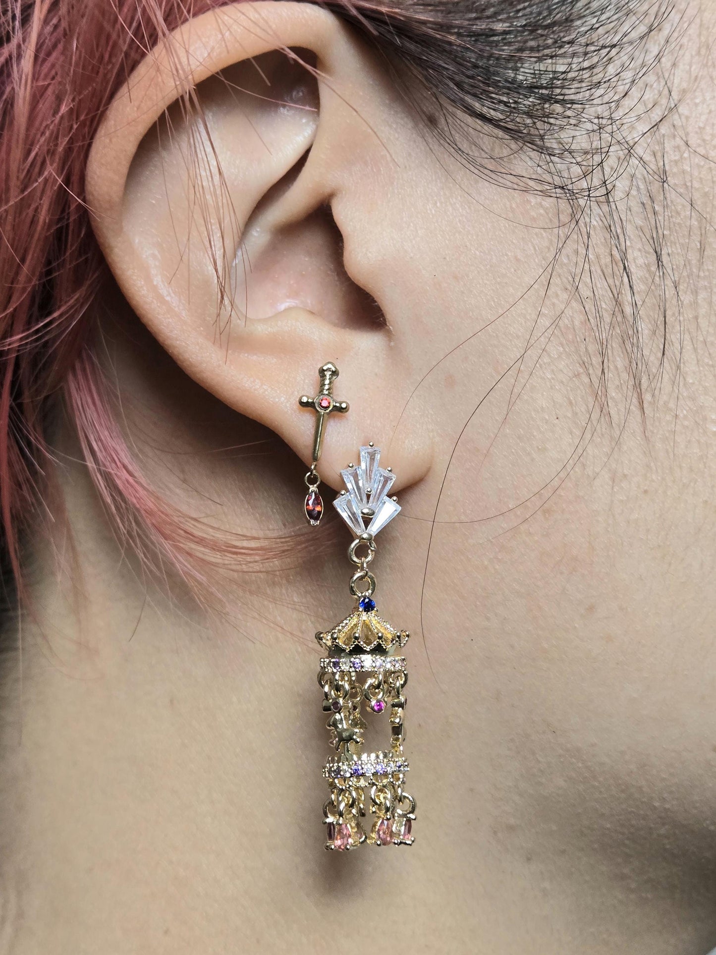 Merry-Go-Round Carousel Gold Plated Stud Earrings