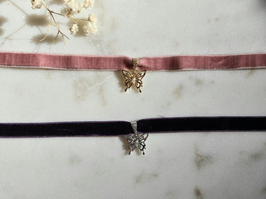 Dainty Butterfly Stretch Velvet Choker / Y2K Butterfly Velvet Choker